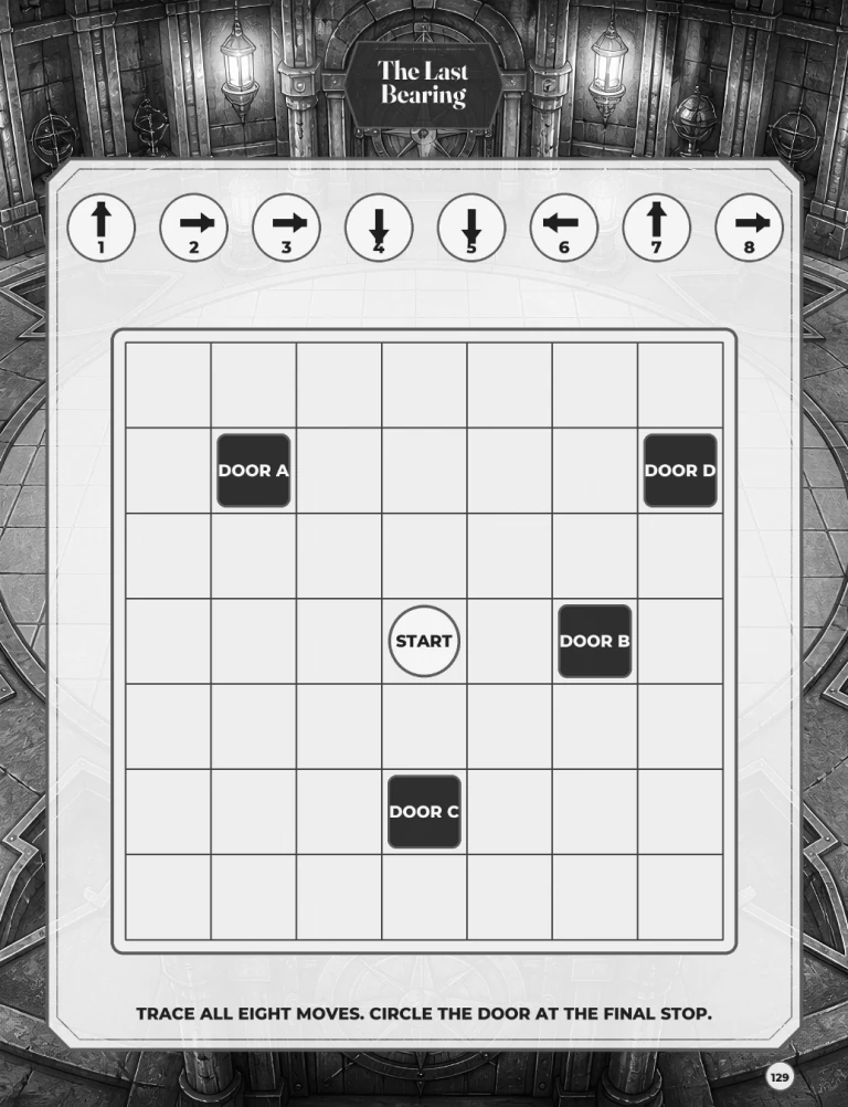 An English puzzle page where the final bearing reconnects the Northline.